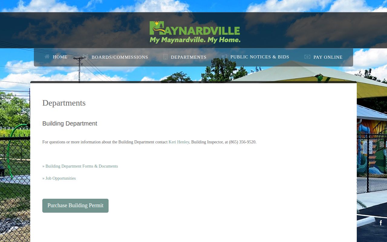 Maynardville Police contact page for recent arrest records